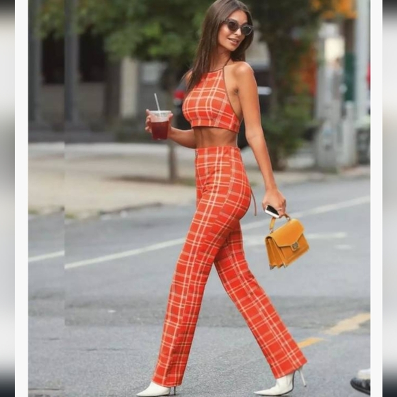 I.AM.GAI orange flared high rise pants - Picture 1 of 15